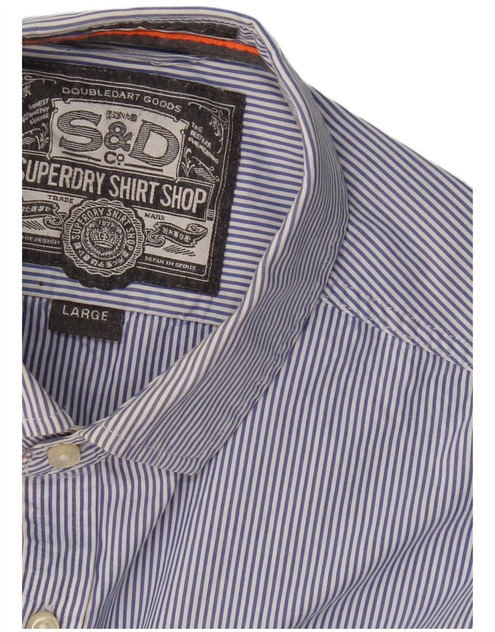 Superdry Herren-Hemd, groß, marineblau, Nadelstreifen
