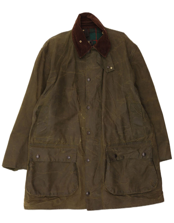 Barbour Herren Northumbria gewachste Baumwolljacke, UK 44, große Khaki-Baumwolle