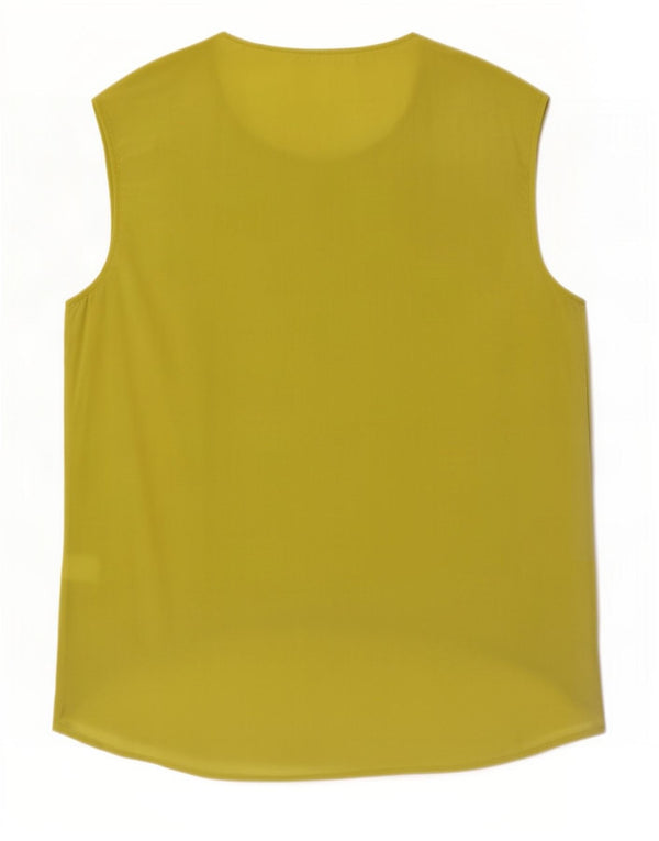Vintage Damen Ärmelloses Blusentop UK 10 Kleine grüne Seide