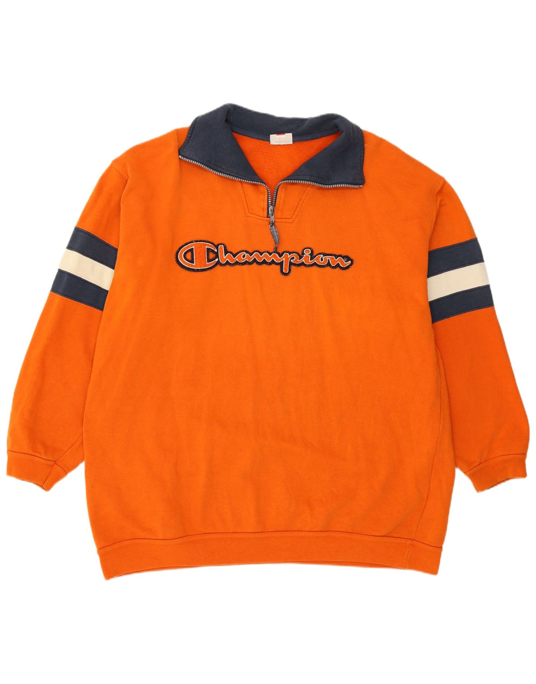 Champion Herren-Sweatshirt mit grafischem Reißverschluss, Größe L, Orange, Farbblock