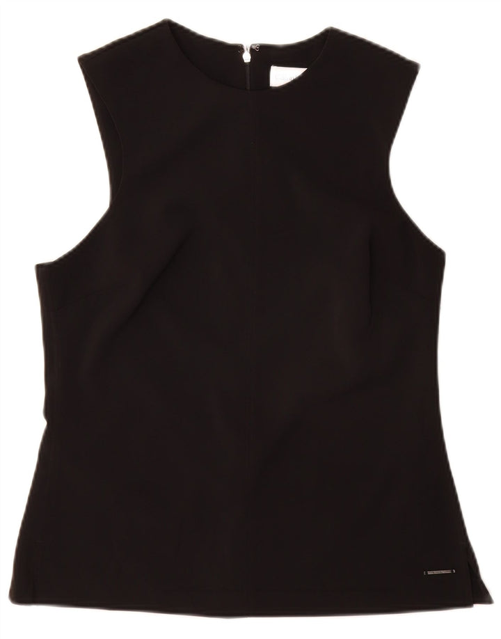 Calvin Klein Damen ärmelloses Blusenoberteil IT 40 Small Schwarz Polyester