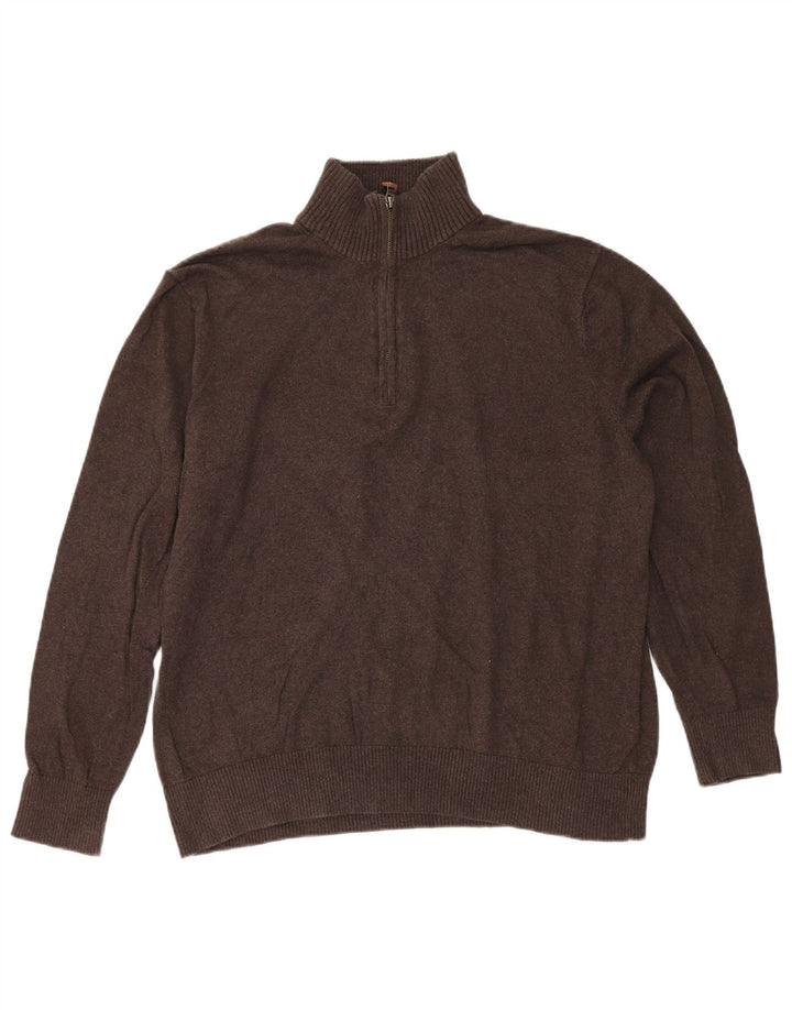 Eddie Bauer Herren-Pullover mit Reißverschluss, XL, braune Baumwolle