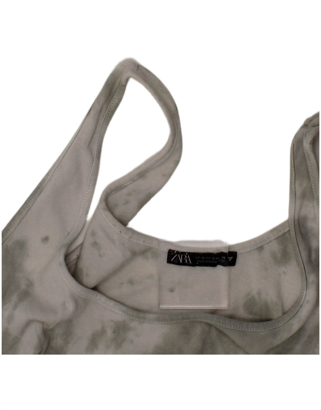 Zara Damen Bralette Crop Top Kleine graue Batik-Baumwolle