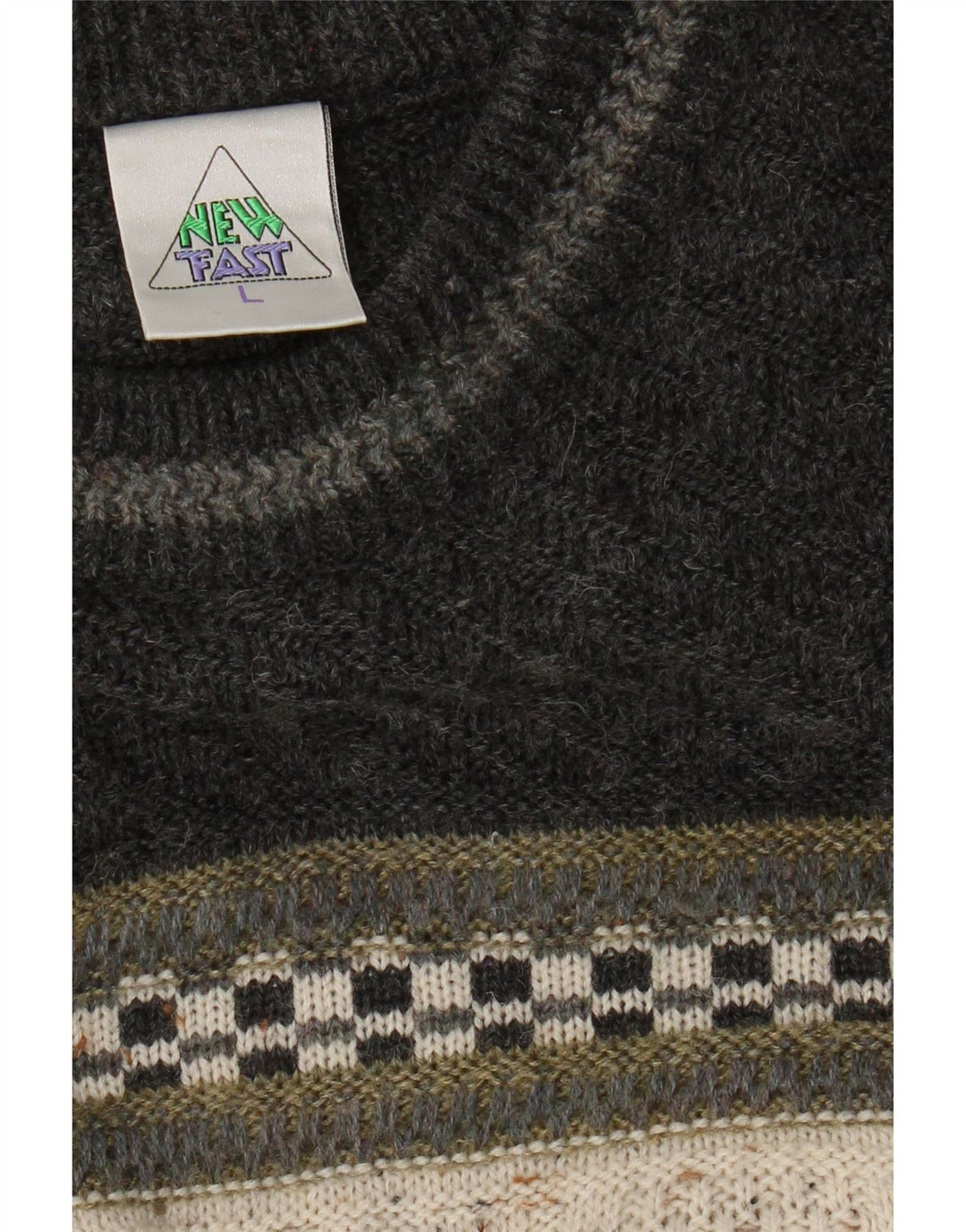 Neuer Fast Herren-Pullover mit Rundhalsausschnitt, groß, Beige, Farbblock-Acryl