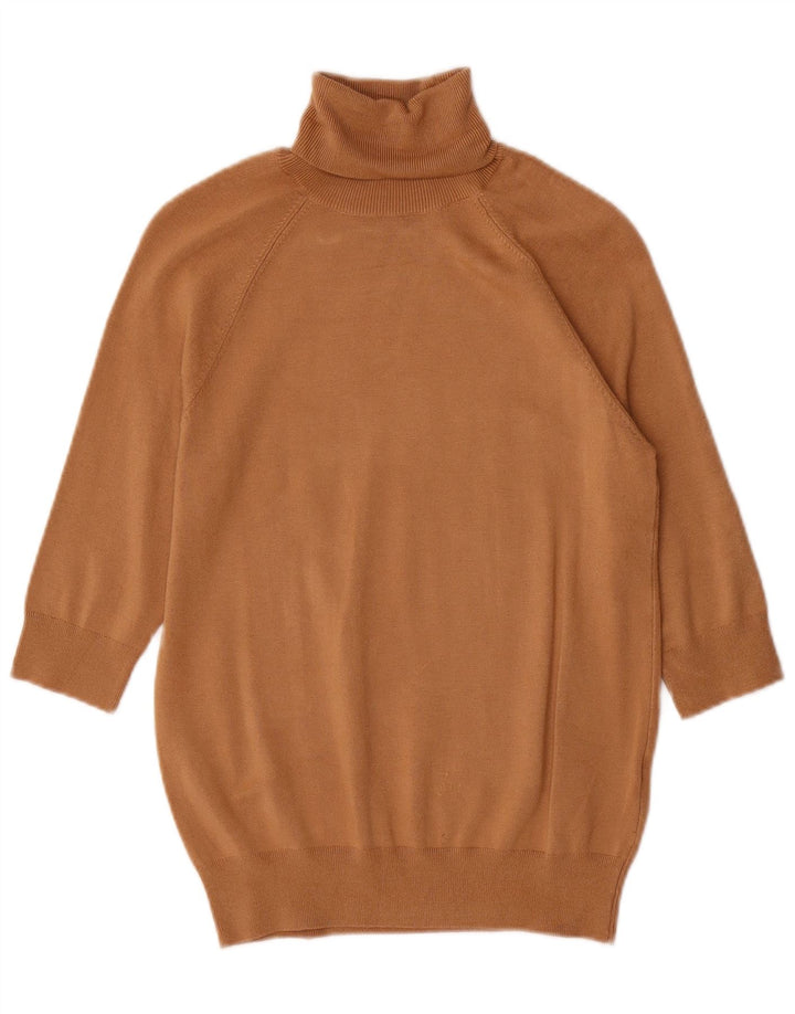 ZARA Damen Longline Rollkragenpullover Pullover UK 12 Mittelbraune Viskose