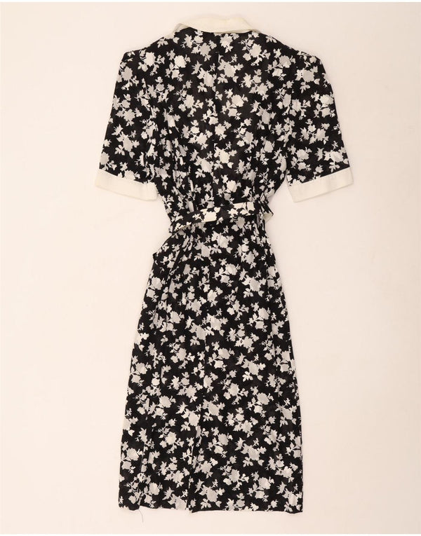 Janina Schreck Damen Kurzarm-Hemdkleid EU 38 Mittelschwarz geblümt