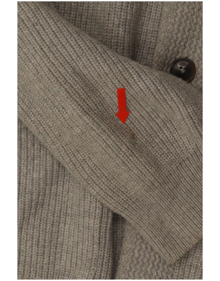 Marks & Spencer Herren-Cardigan-Pullover XL aus grauer Baumwolle