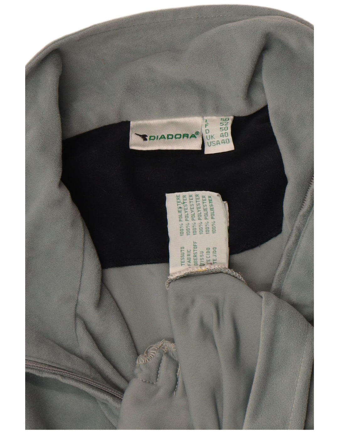 Diadora Herren-Trainingsanzugoberteil aus Velours, Gr. 40, Größe L, grau, Polyester