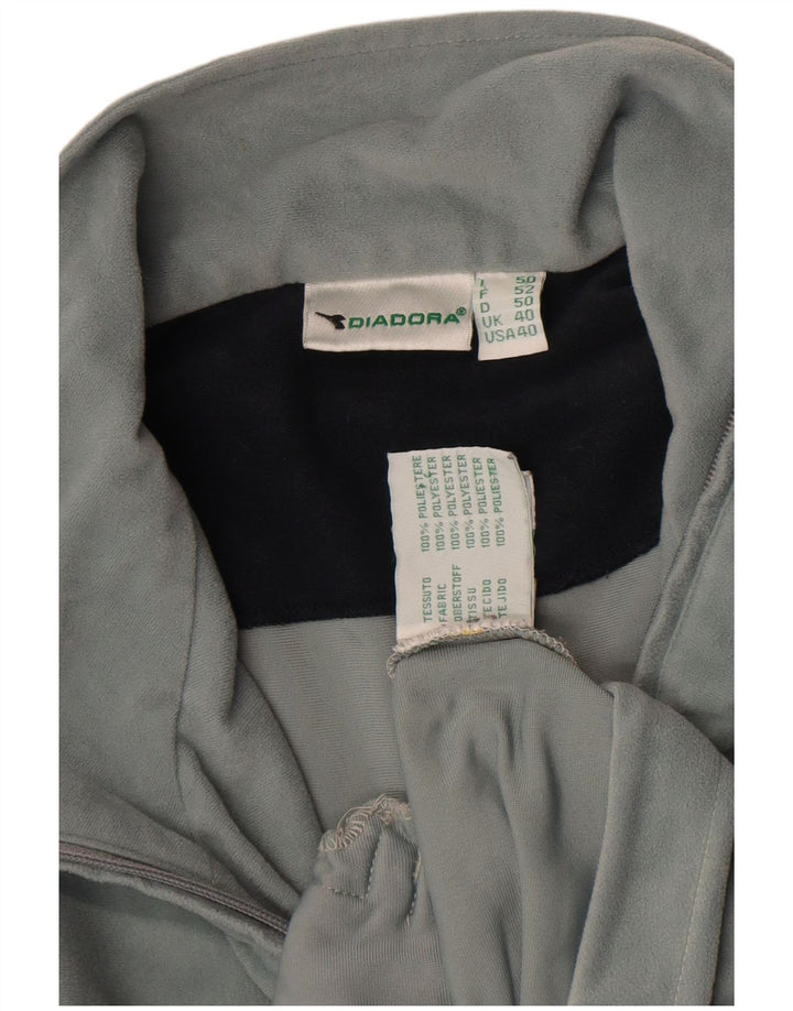 Diadora Herren-Trainingsanzugoberteil aus Velours, Gr. 40, Größe L, grau, Polyester