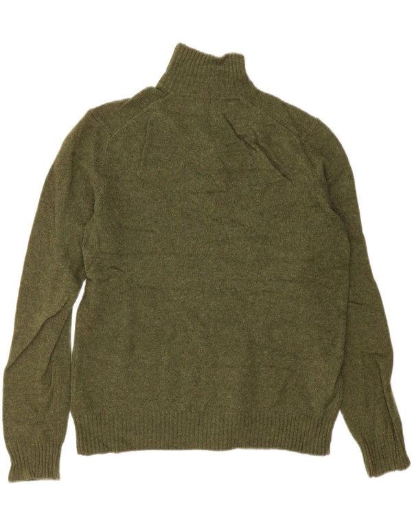 J. Crew Herren-Pullover mit Reißverschluss am Hals, mittelgrüne Wolle