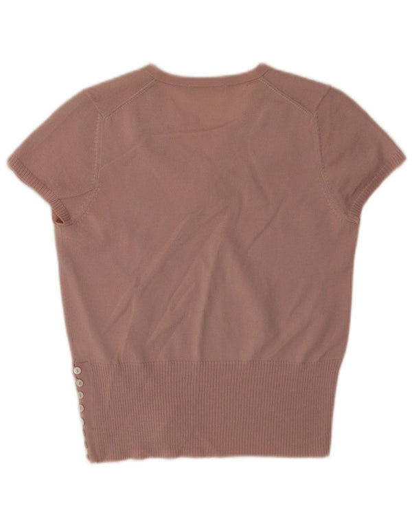 Marks & Spencer Damen-Pullover, kurzärmelig, V-Ausschnitt, Gr. 14, Rosa