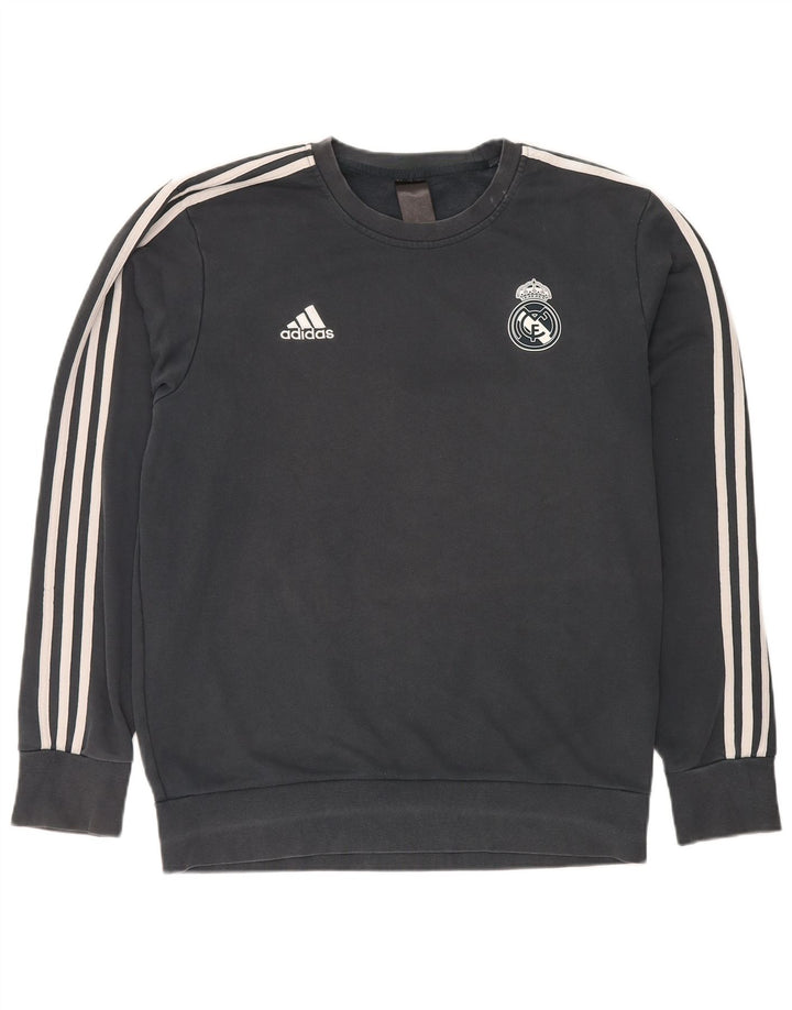 Adidas Herren Real Madrid Sweatshirt Pullover Große graue Baumwolle