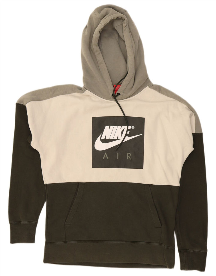 NIKE Herren-Kapuzenpullover mit Grafik, klein, Khaki, Farbblock-Baumwolle