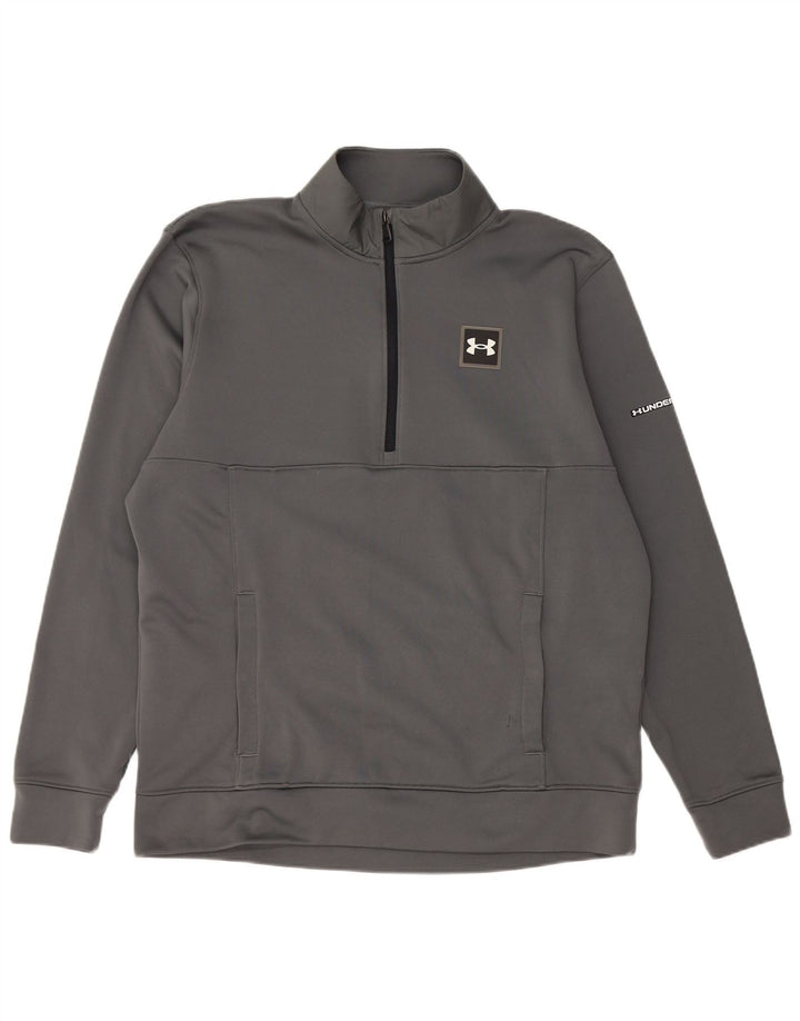 Under Armour Herren-Sweatshirt mit Reißverschluss am Hals, großes graues Polyester