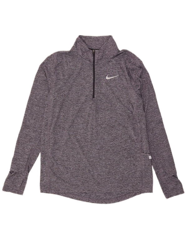 Nike Dri Fit Pullover-Trainingsanzugoberteil für Damen, UK 10, Größe S, grau gefleckt