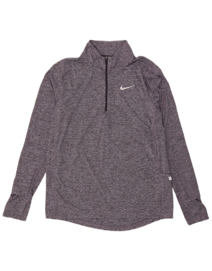 Nike Dri Fit Pullover-Trainingsanzugoberteil für Damen, UK 10, Größe S, grau gefleckt