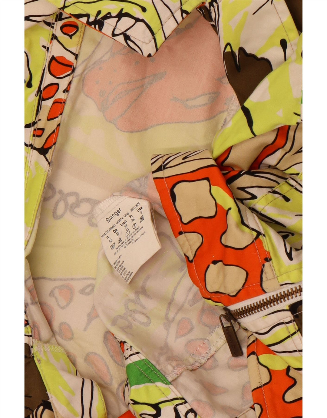 Swinger Damen Crop Bomberjacke IT 42 Medium Mehrfarbiger Tierdruck