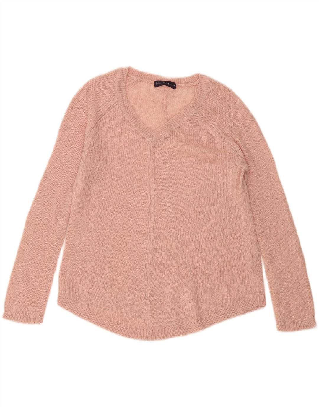 MARKS & SPENCER Womens Oversized V-Neck Jumper Sweater UK 8 Small  Pink Vintage Marks & Spencer and Second-Hand Marks & Spencer from Messina Hembry 
