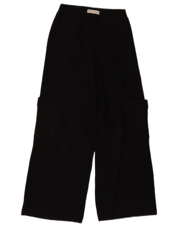 Zara Strick-Cargohose für Mädchen mit weitem Bein, 13–14 Jahre, W24 L24, schwarze Viskose