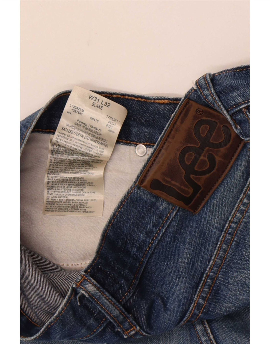 Lee Herren Blake Straight Jeans W31 L32 Blaue Baumwolle