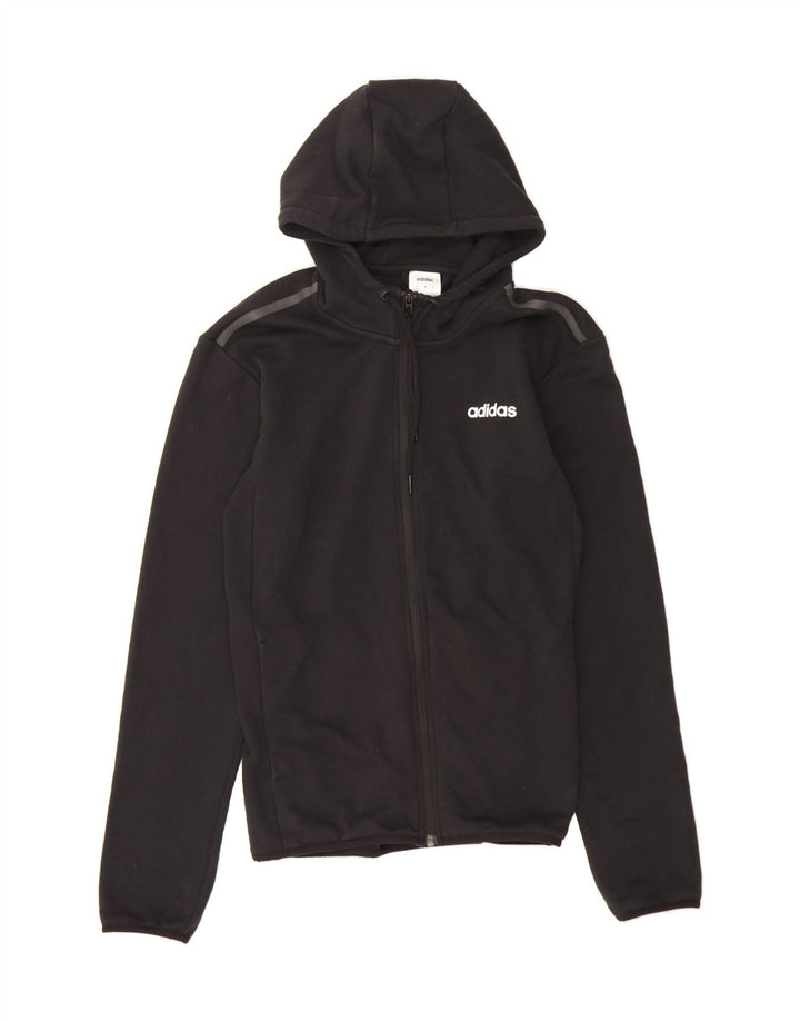 ADIDAS Mens Zip Hoodie Sweater Small Black Cotton Vintage Adidas and Second-Hand Adidas from Messina Hembry 