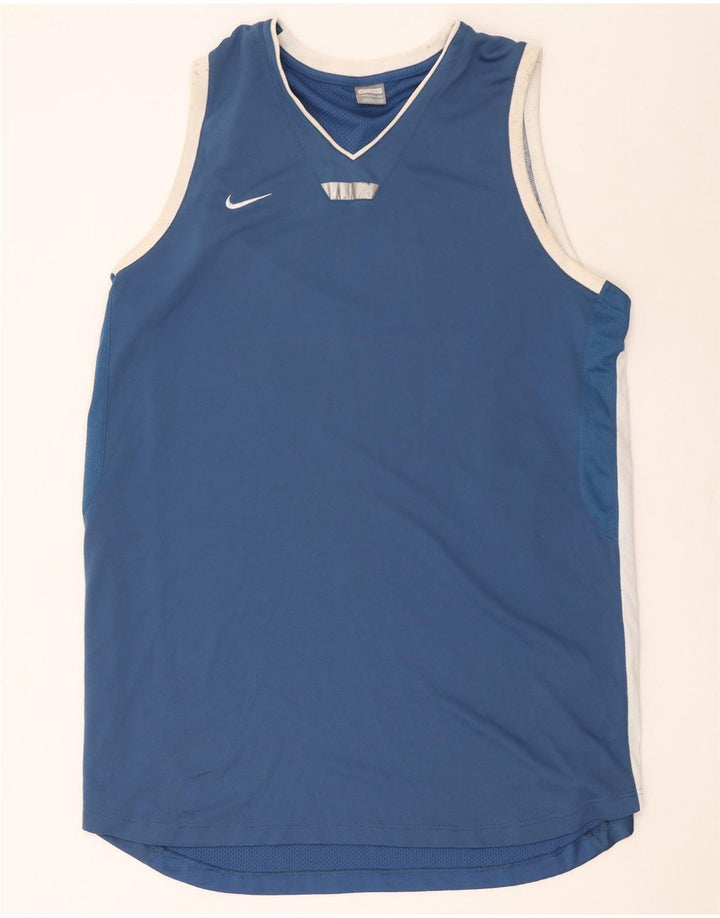 Nike Herren-Trägershirt, groß, 3XL, blaues Farbblock-Polyester