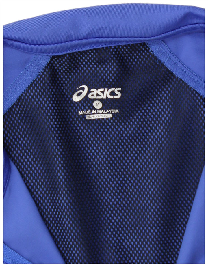 ASICS Damen-Trainingsanzug-Top-Jacke UK 12 Mittelblaues Polyester