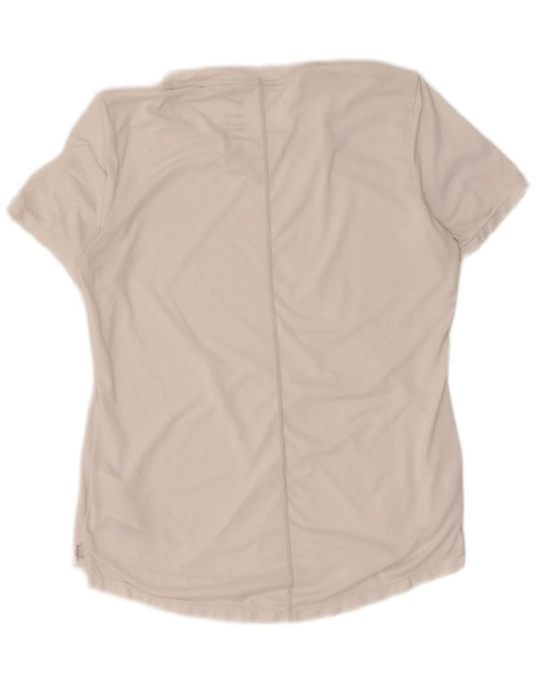 Nike Damen Dri Fit T-Shirt Top UK 10 Small Weiß Polyester