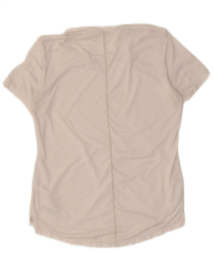 Nike Damen Dri Fit T-Shirt Top UK 10 Small Weiß Polyester