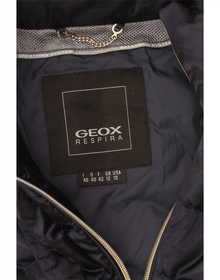 Geox Damen Respira Wattierter Mantel UK 12 Medium Marineblau