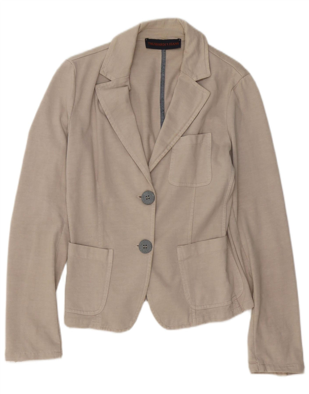 TRUSSARDI JEANS Damen 2-Knopf-Blazerjacke UK 12 Mittelbeige