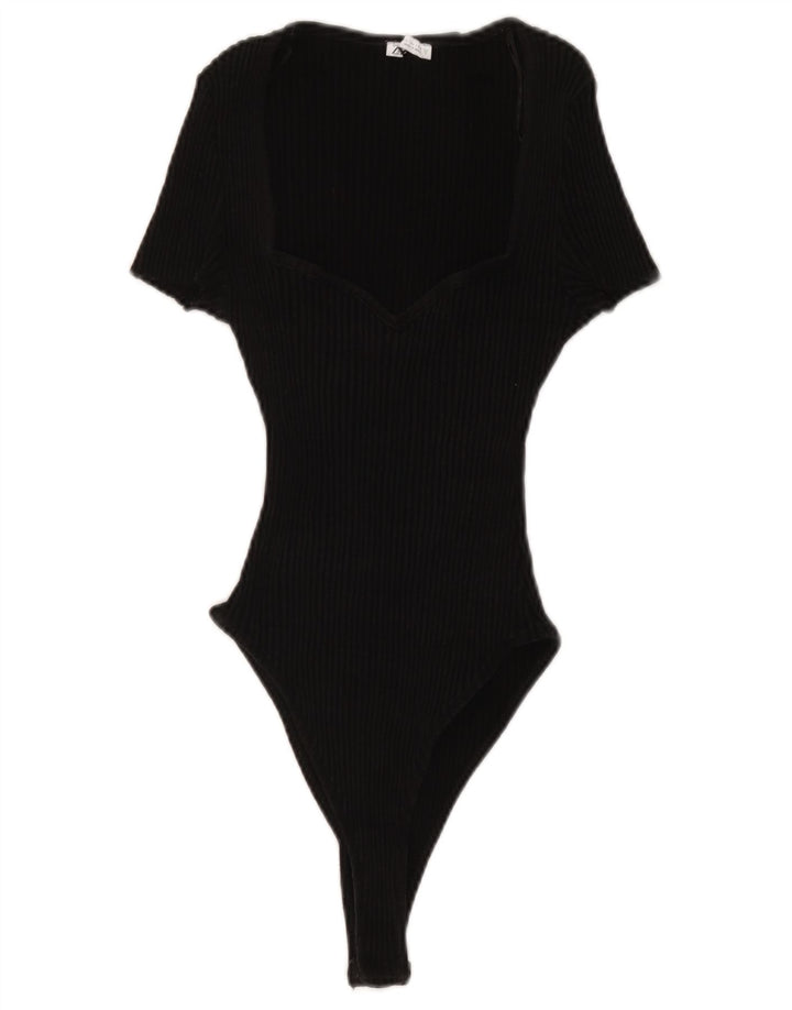 Kurzärmliger Damen-Body von Zara, UK-Größe 46, Größe L, Schwarz, Baumwolle