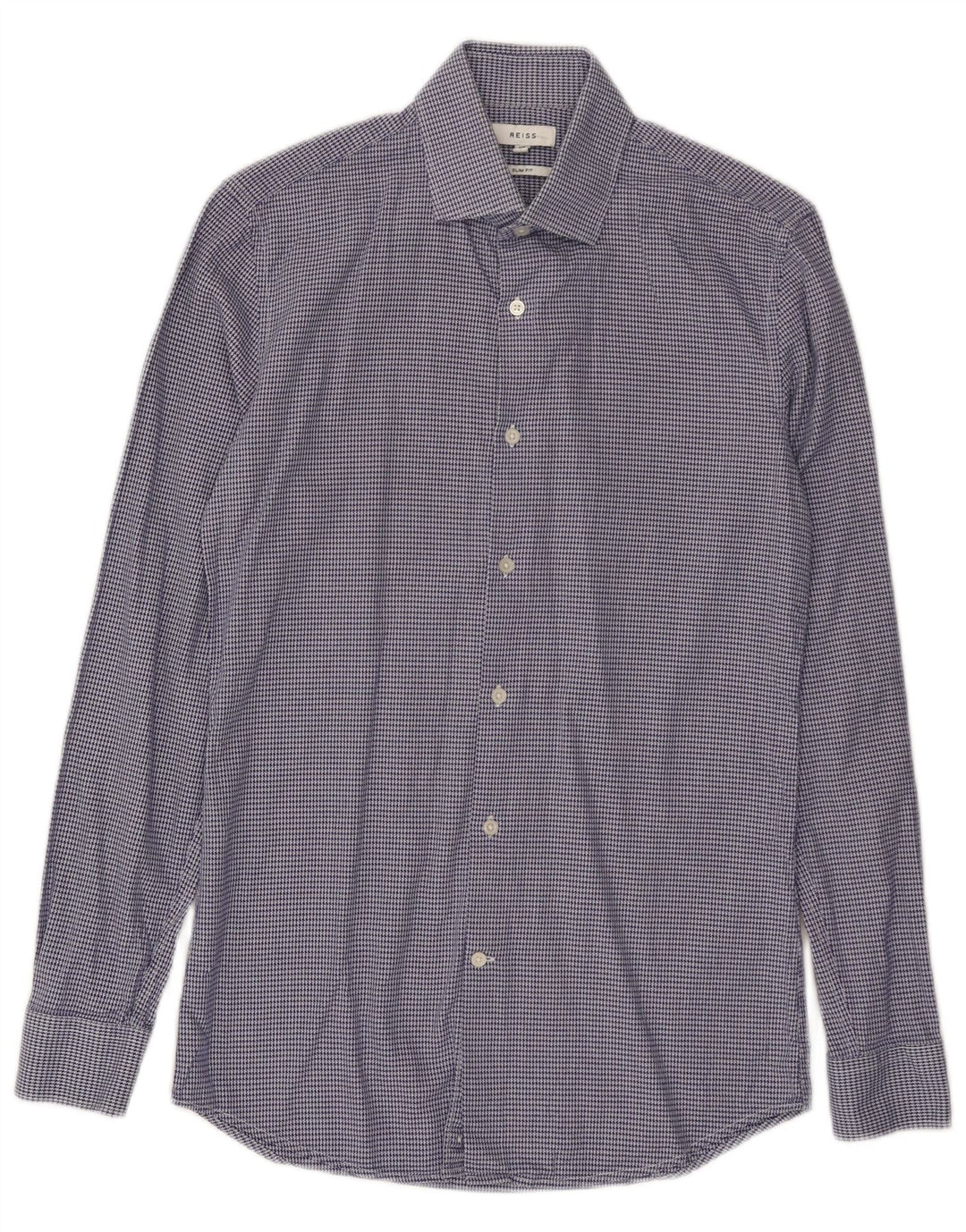 Reiss Herren Slim Fit Hemd XS Blaue Hahnentritt-Baumwolle