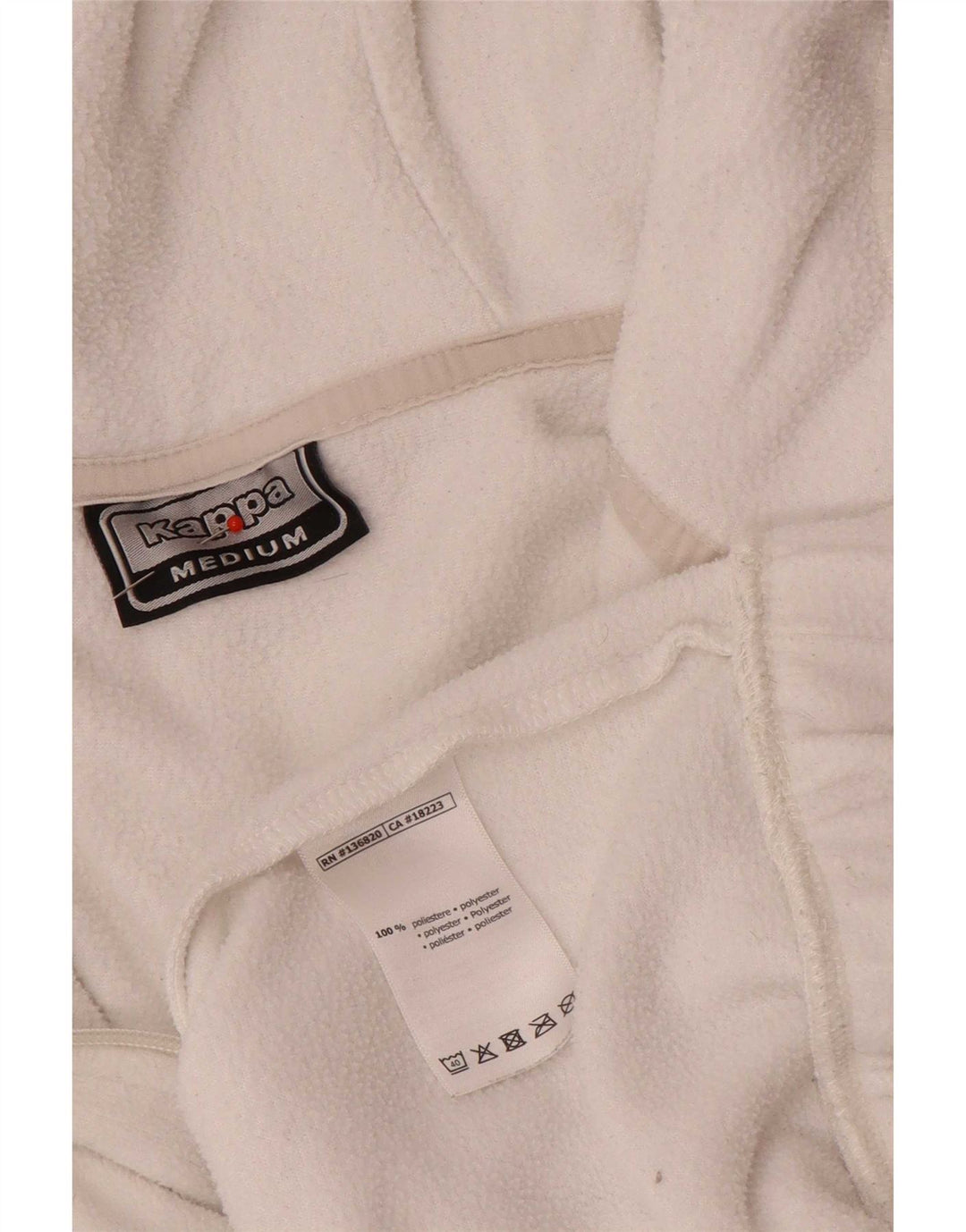 Kappa Herren-Fleecepullover mit grafischer Kapuze, mittelweißes Farbblock-Polyester