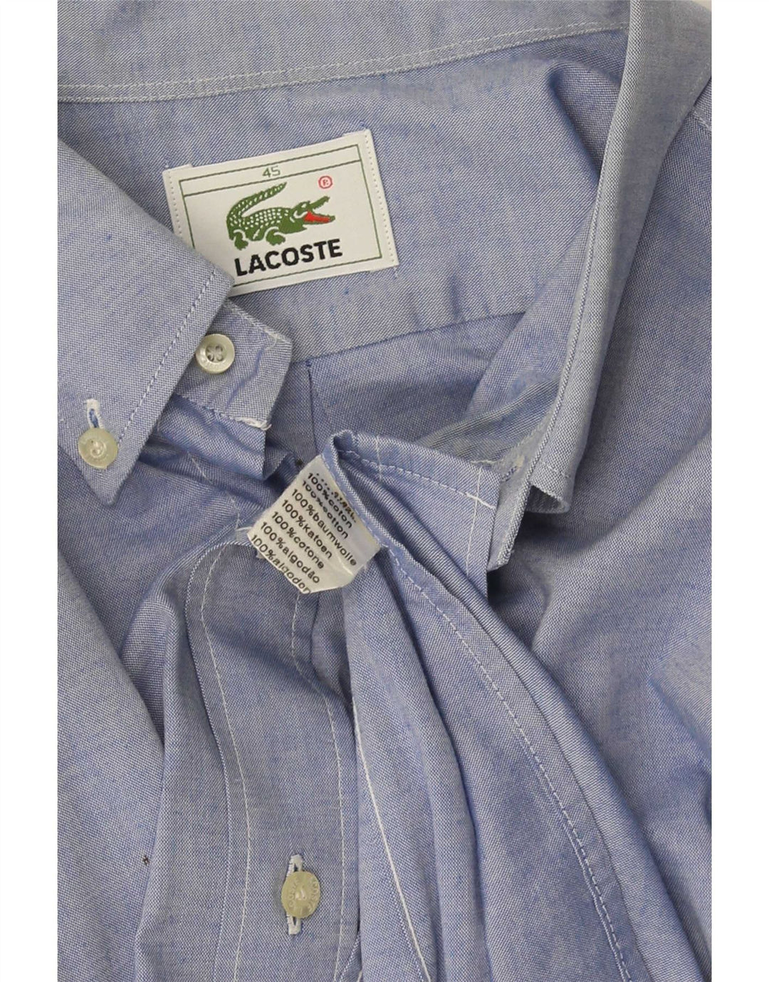 Lacoste Herrenhemd Größe 45 XL Blaue Baumwolle