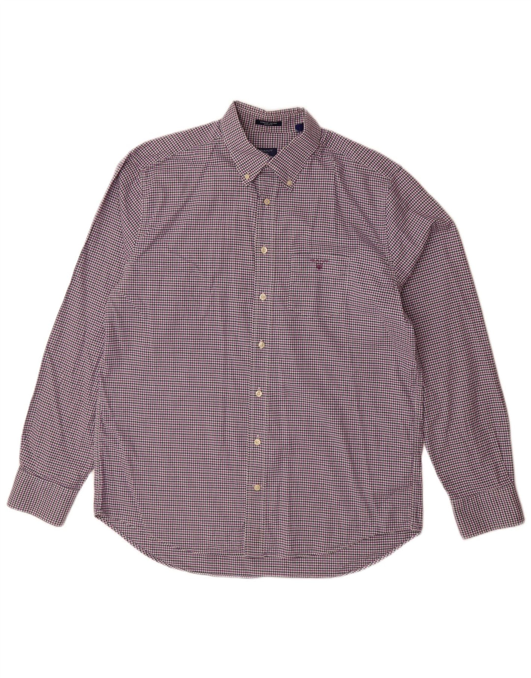 Gant Herren-Hemd mit normaler Passform, XL, lila Gingham-Baumwolle