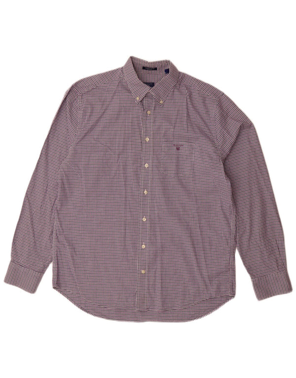 Gant Herren-Hemd mit normaler Passform, XL, lila Gingham-Baumwolle