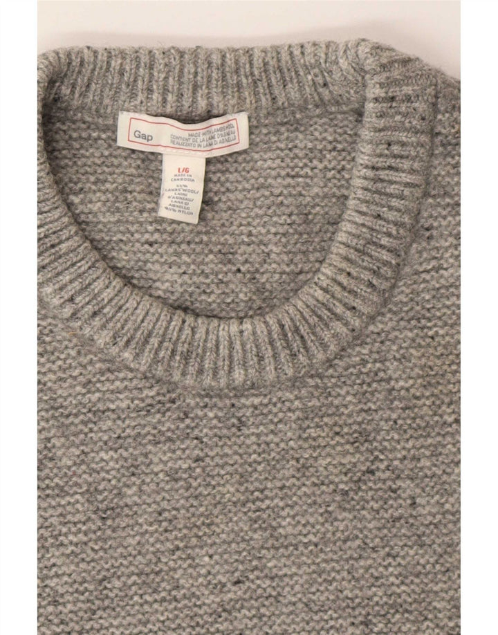 Gap Damen-Pullover mit Rundhalsausschnitt, Gr. 40, Größe L, grau gefleckte Lammwolle