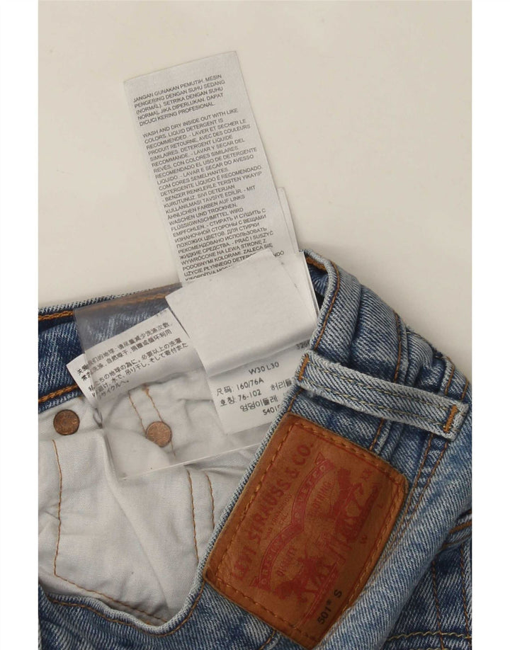 Levi's Damen 501 Distressed Straight Jeans W30 L30 Blaue Baumwolle
