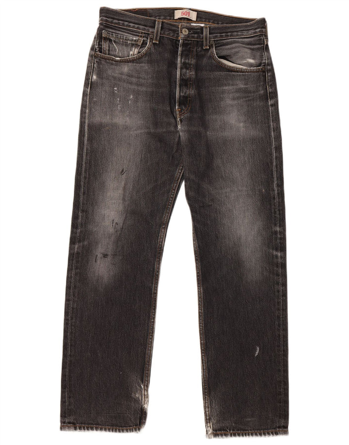 LEVI'S Herren 501 Straight Jeans W32 L32 Schwarze Baumwolle