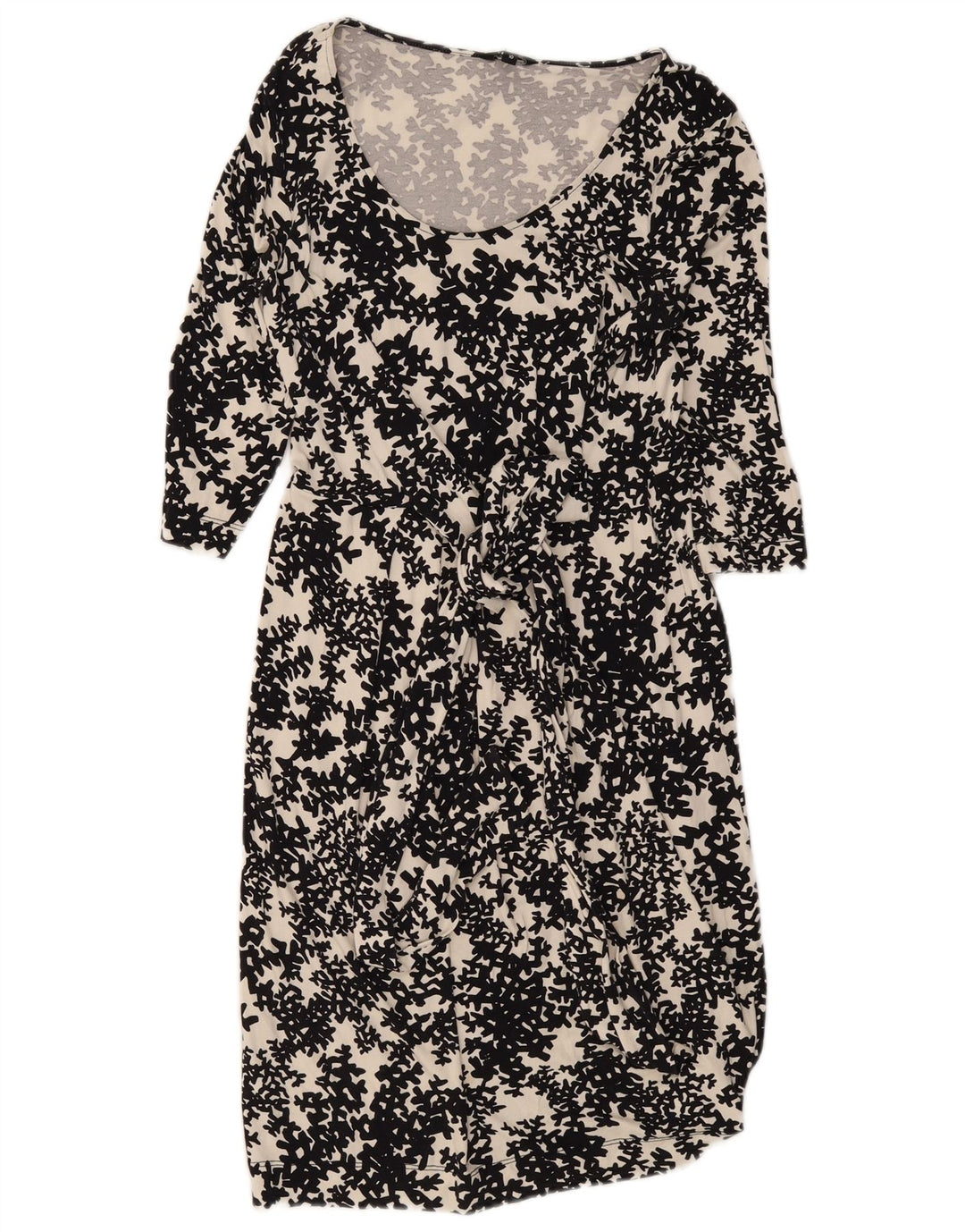Hobbs Damen-Basic-Kleid mit 3/4-Ärmeln, Größe S, Schwarz, Blumenmuster, Viskose