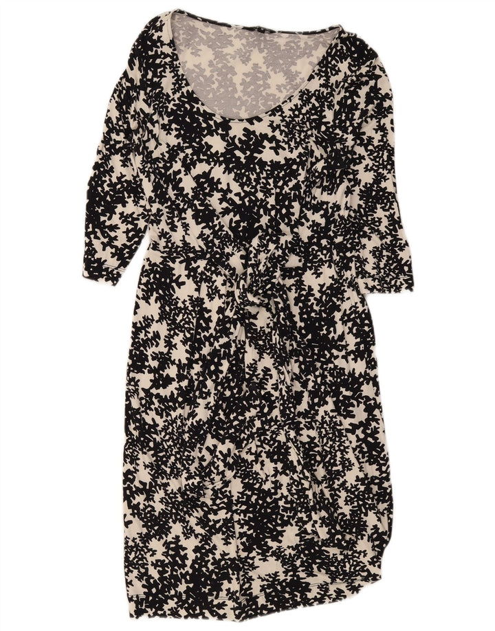 Hobbs Damen-Basic-Kleid mit 3/4-Ärmeln, Größe S, Schwarz, Blumenmuster, Viskose