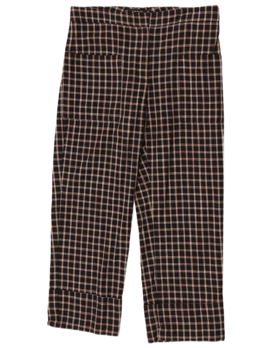 Kurze Hose von Zara für Damen, mittelgroß, W28, L23, schwarz karierte Baumwolle