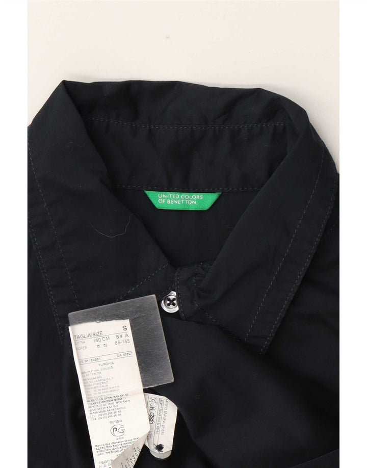 Benetton Damenhemd UK 10 Small Marineblaue Baumwolle