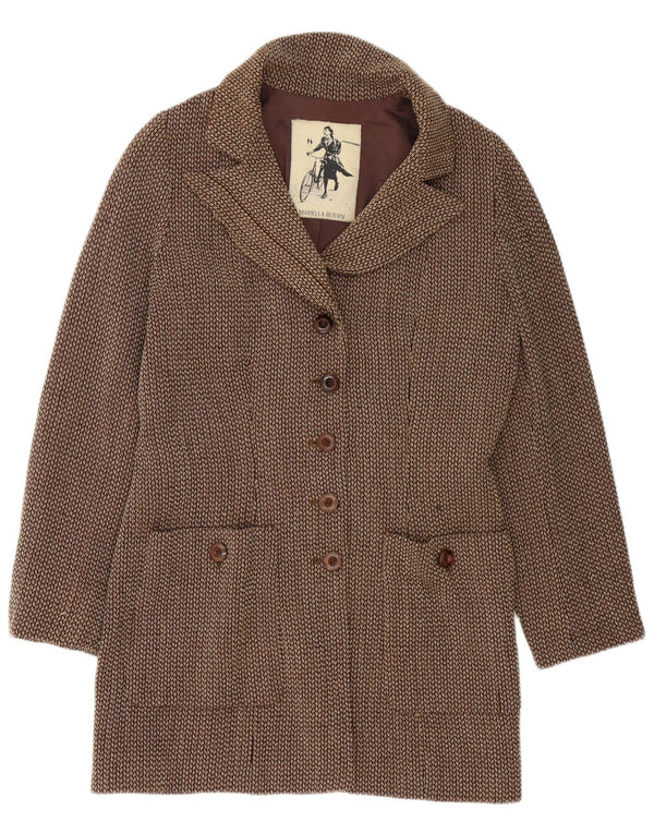 Mariella Burani Damen Longline 5-Knopf-Blazerjacke UK 16 Large Braun