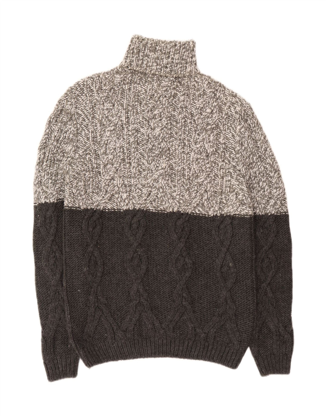 Zara Herren-Pullover mit Rollkragen, XL, Grau, Farbblock-Acryl