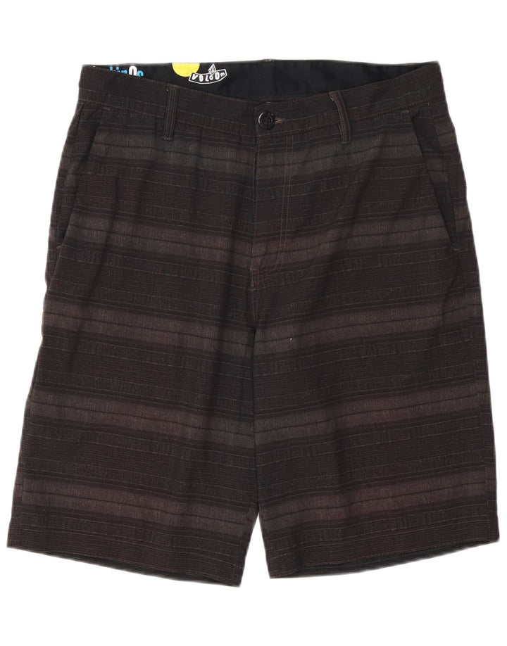 VOLCOM Herren Cargoshorts W32 Großes grau gestreiftes Polyester