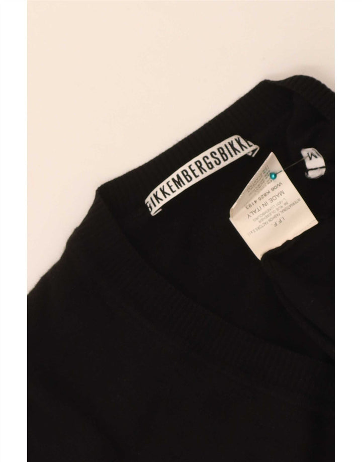 Bikkembergs Damen-Pullover mit V-Ausschnitt, UK 14, mittelschwarze Schurwolle