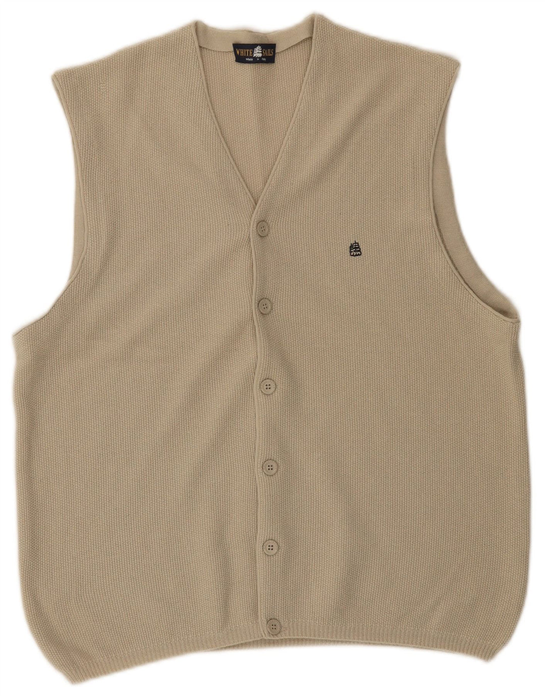 White Sails Herren-Cardigan, ärmellos, mittelbeige Wolle