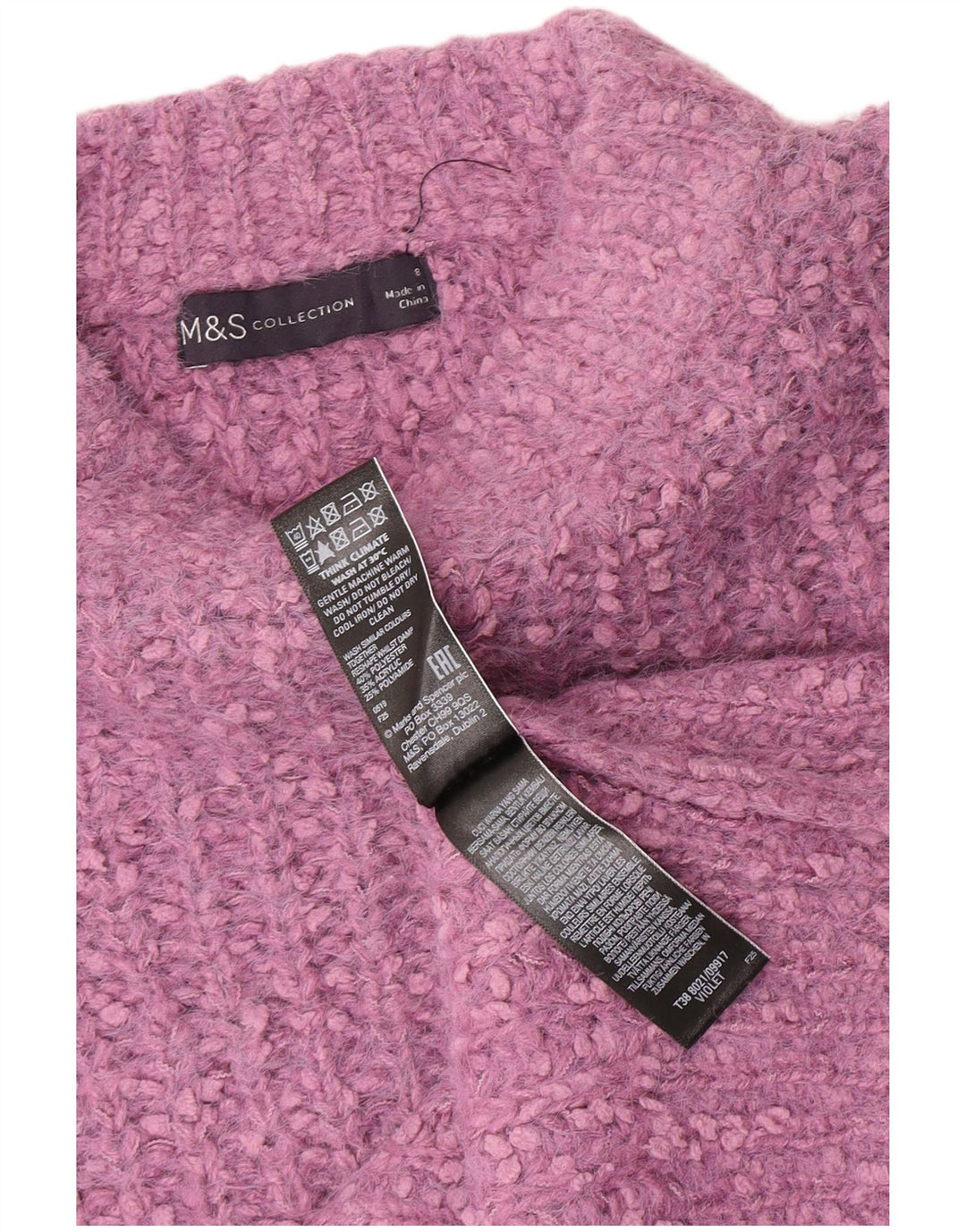 Marks & Spencer Damen-Pullover mit U-Boot-Ausschnitt, Gr. 8, Lila, Polyester